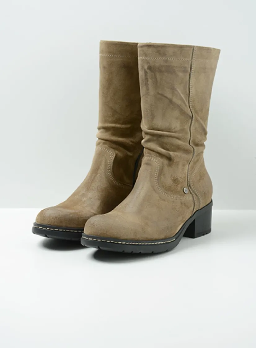 Wolky Edmonton - taupe suede<DAMES Halfhoge Laarzen|Herfst/Winter