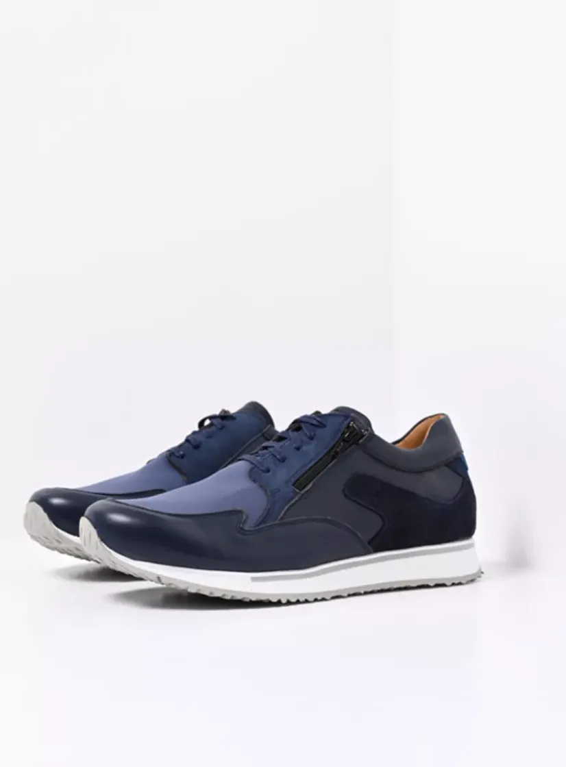 Wolky e-Go Men - blauw combi stretch leer<Heren Veterschoenen Heren|Sneakers Heren