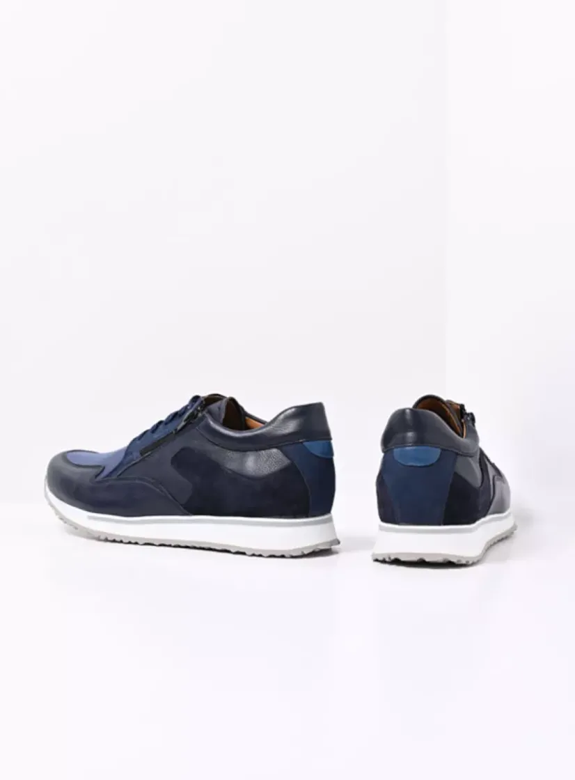 Wolky e-Go Men - blauw combi stretch leer<Heren Veterschoenen Heren|Sneakers Heren