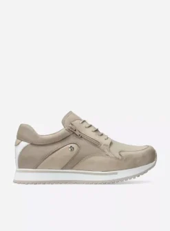 Wolky e-Go S2F - beige combi stretch leer<DAMES Lage Veterschoenen|Wandelschoenen