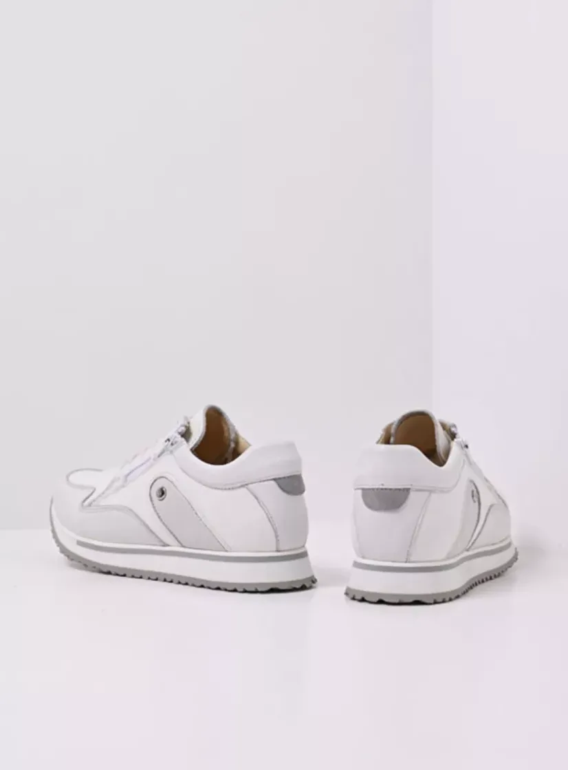 Wolky e-Go S2F - wit combi stretch leer<DAMES Lage Veterschoenen|Wandelschoenen