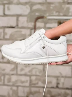 Wolky e-Go S2F - wit combi stretch leer<DAMES Lage Veterschoenen|Wandelschoenen