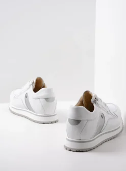 Wolky e-Go S2F - wit/zilver stretchleer<DAMES Lage Veterschoenen|Wandelschoenen