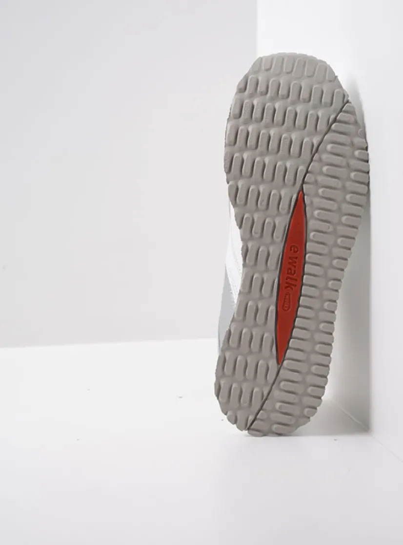 Wolky e-Go S2F - wit/zilver stretchleer<DAMES Lage Veterschoenen|Wandelschoenen