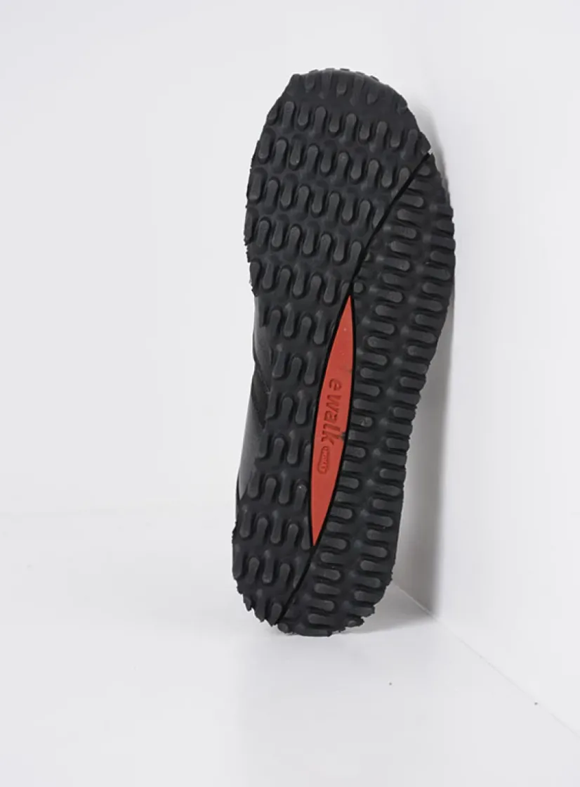 Wolky e-Go S2F - zwart combi stretchleer<DAMES Lage Veterschoenen|Wandelschoenen