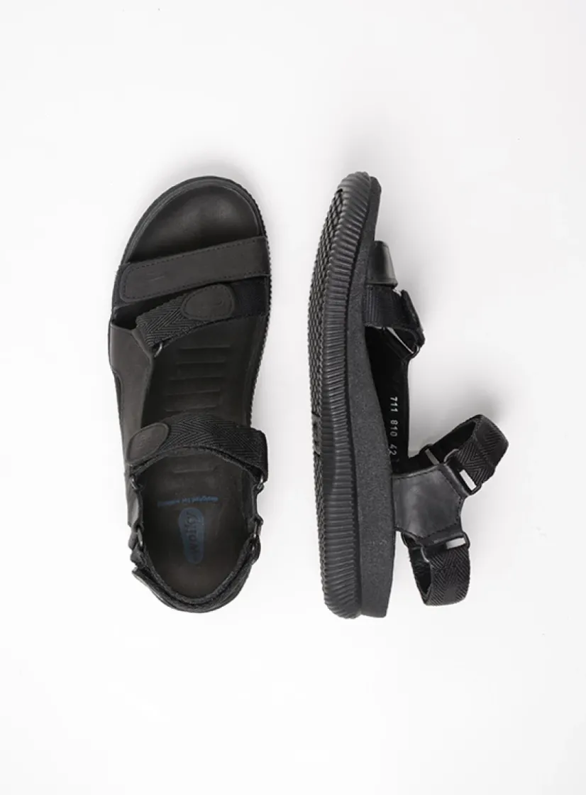 Wolky Energy Men - zwart gevet leer<Heren Sandalen Voor Heren