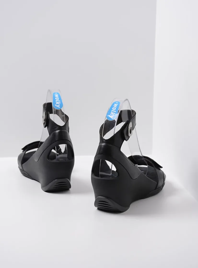 Wolky Era - zwart leer<DAMES Sandalen