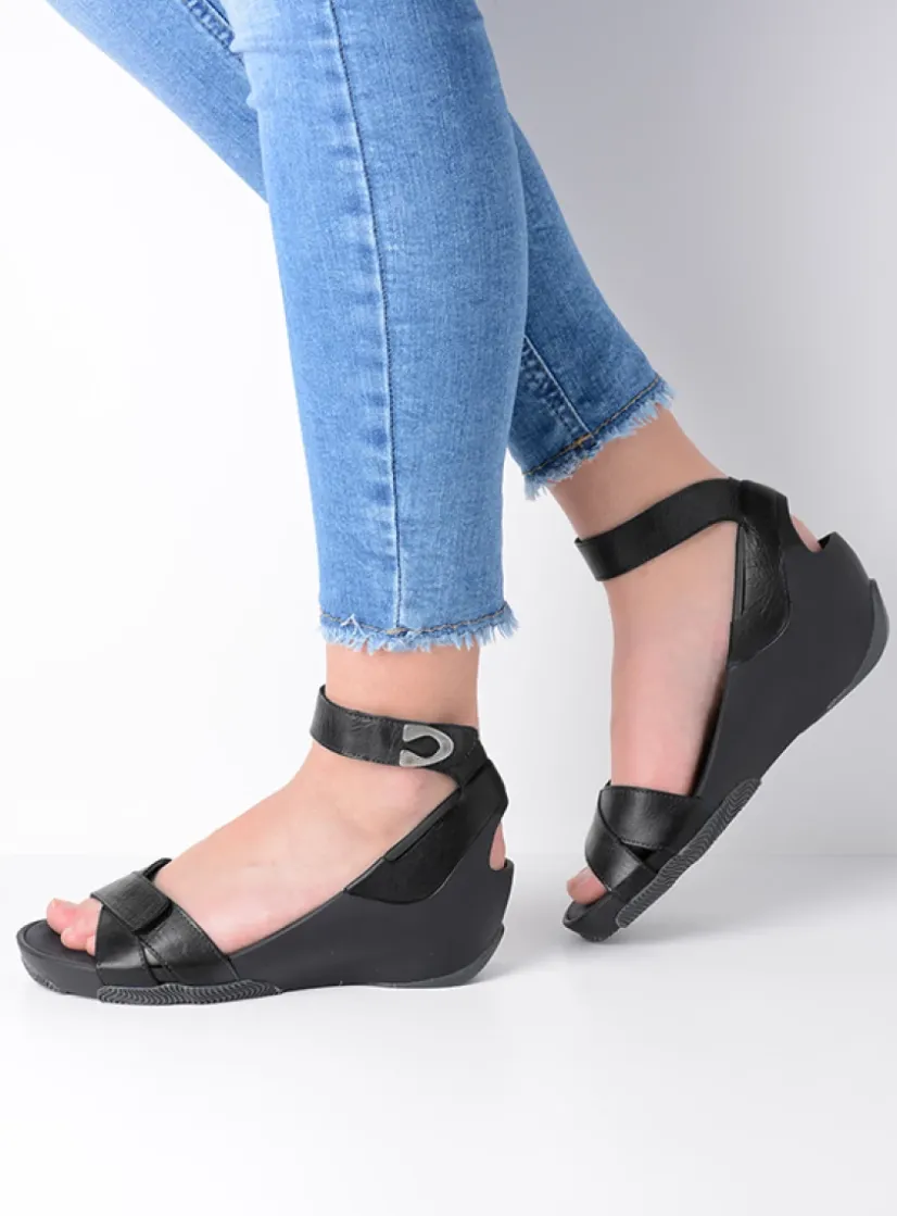 Wolky Era - zwart leer<DAMES Sandalen