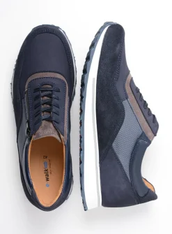 Wolky e-Runner - blauw combi leer<Heren Veterschoenen Heren|Sneakers Heren