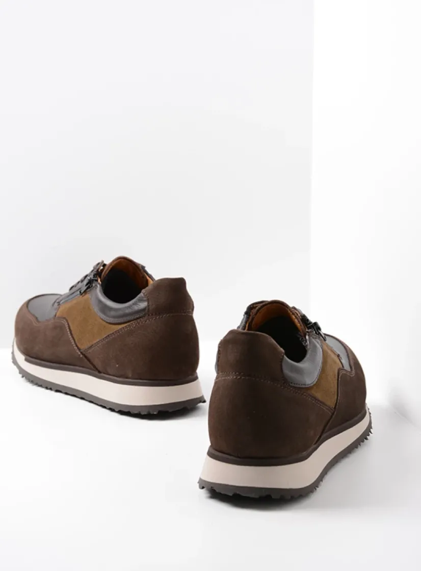 Wolky e-Runner - bruin combi leer<Heren Veterschoenen Heren|Sneakers Heren