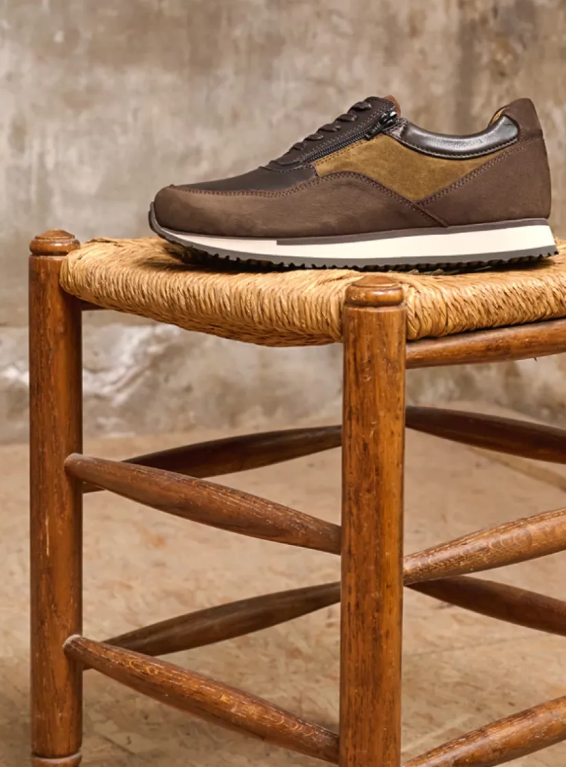 Wolky e-Runner - bruin combi leer<Heren Veterschoenen Heren|Sneakers Heren