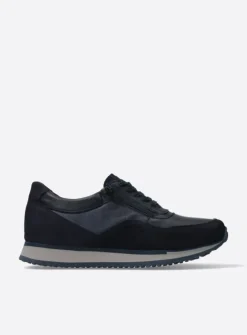 Wolky e-Runner - marineblauw combi leer<Heren Veterschoenen Heren|Sneakers Heren