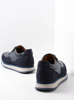 Wolky e-Runner - marineblauw combi leer<Heren Veterschoenen Heren|Sneakers Heren