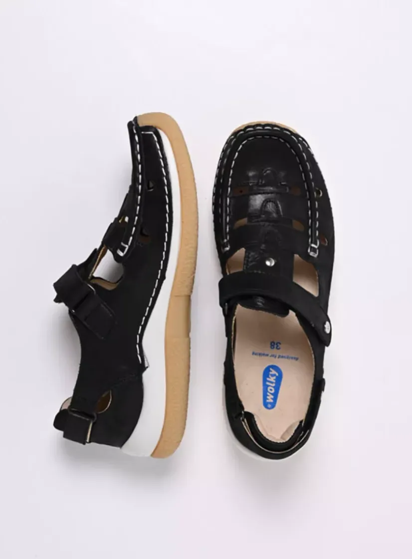 Wolky Esperanza - zwart effectleer<DAMES Bandschoenen