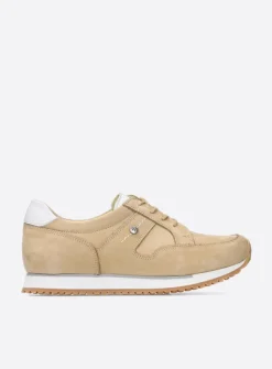 Wolky e-Walk - beige nubuck<DAMES Lage Veterschoenen|Wandelschoenen