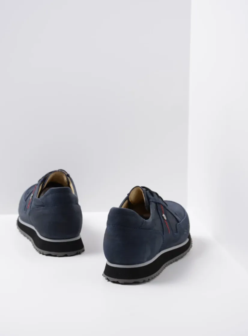 Wolky e-Walk - winterblauw stretch nubuck<DAMES Lage Veterschoenen|Wandelschoenen