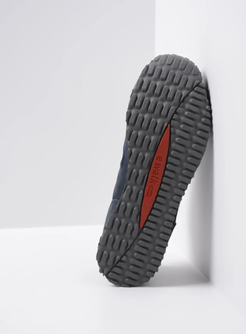 Wolky e-Walk - winterblauw stretch nubuck<DAMES Lage Veterschoenen|Wandelschoenen