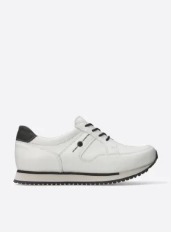 Wolky e-Walk - wit combi leer<DAMES Lage Veterschoenen|Wandelschoenen
