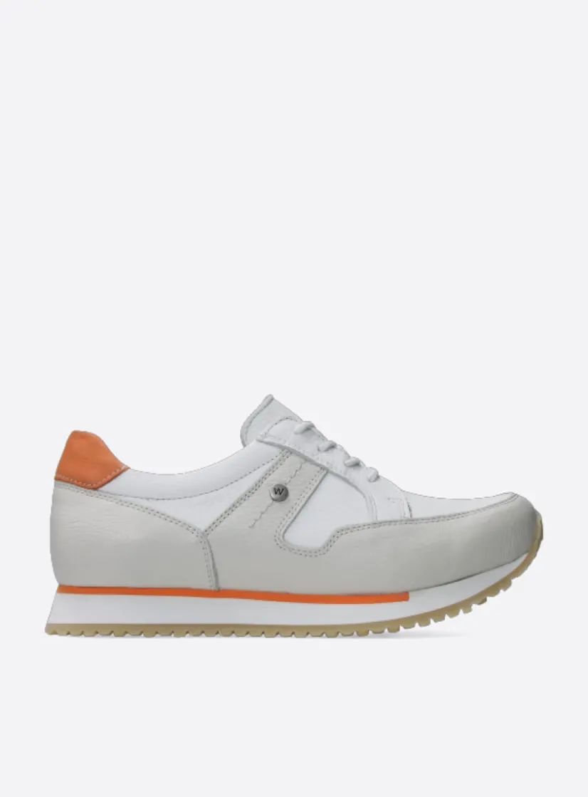 Wolky e-Walk - wit/gebroken wit leer<DAMES Lage Veterschoenen|Wandelschoenen