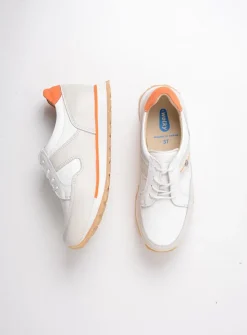 Wolky e-Walk - wit/gebroken wit leer<DAMES Lage Veterschoenen|Wandelschoenen