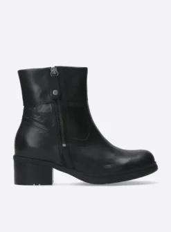 Wolky Fairview XW - zwart leer<DAMES Halfhoge Laarzen|Enkellaarsjes