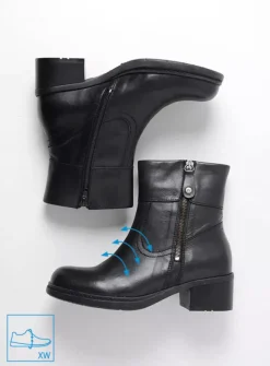 Wolky Fairview XW - zwart leer<DAMES Halfhoge Laarzen|Enkellaarsjes