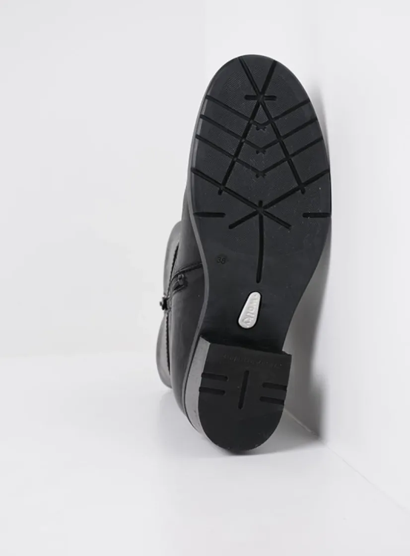 Wolky Fairview XW - zwart leer<DAMES Halfhoge Laarzen|Enkellaarsjes
