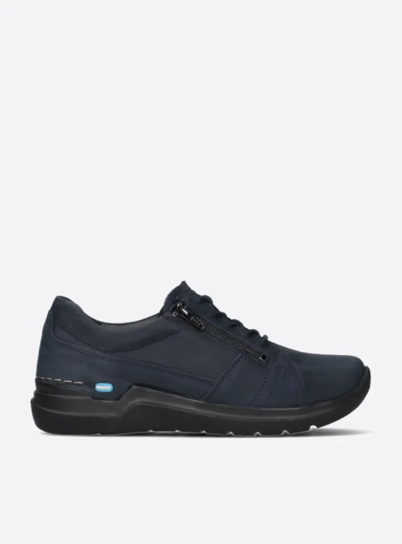 Wolky Feltwell - blauw nubuck<DAMES Lage Veterschoenen|Wandelschoenen