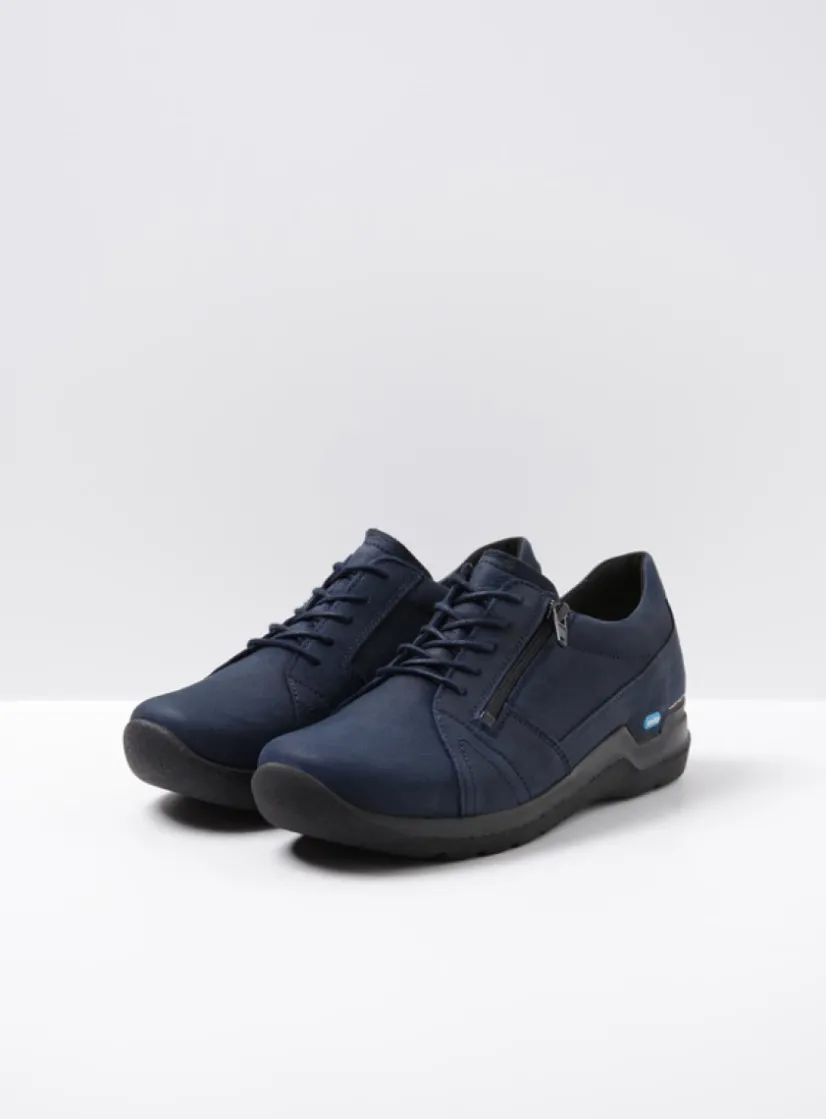 Wolky Feltwell - blauw nubuck<DAMES Lage Veterschoenen|Wandelschoenen