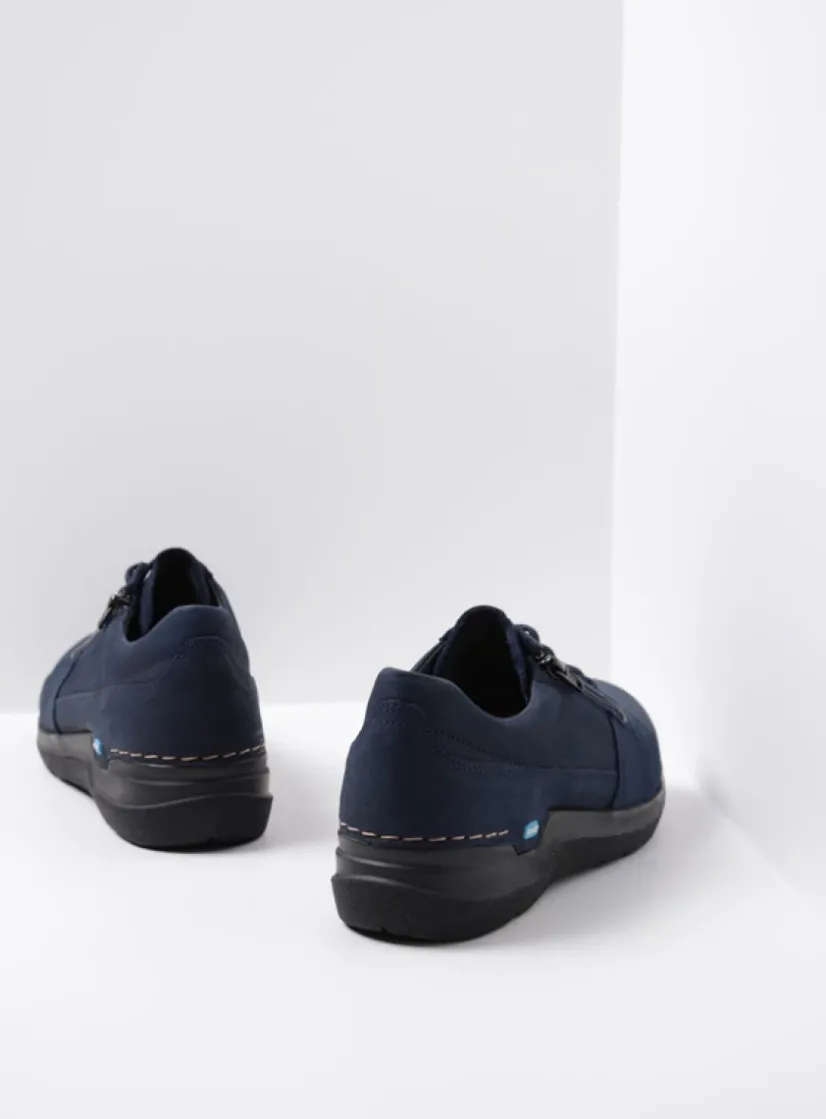 Wolky Feltwell - blauw nubuck<DAMES Lage Veterschoenen|Wandelschoenen