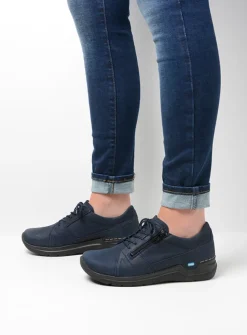 Wolky Feltwell - blauw nubuck<DAMES Lage Veterschoenen|Wandelschoenen