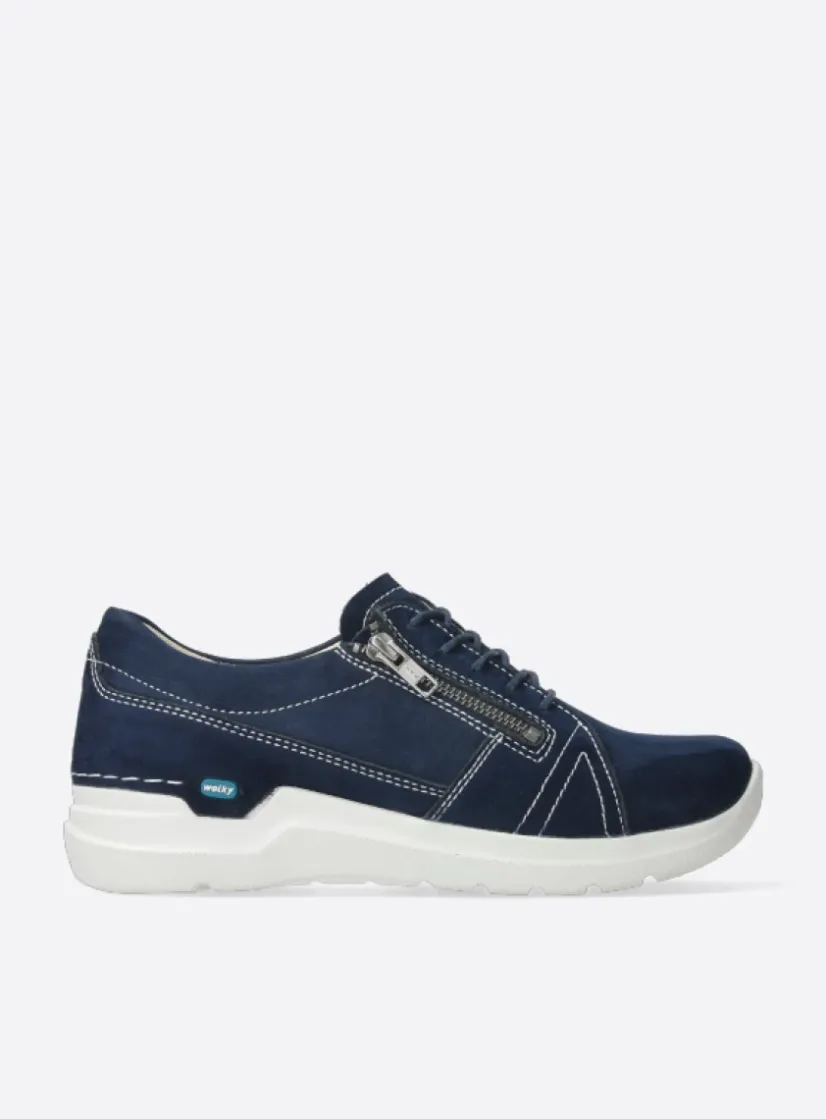 Wolky Feltwell - denim nubuck<DAMES Lage Veterschoenen|Wandelschoenen
