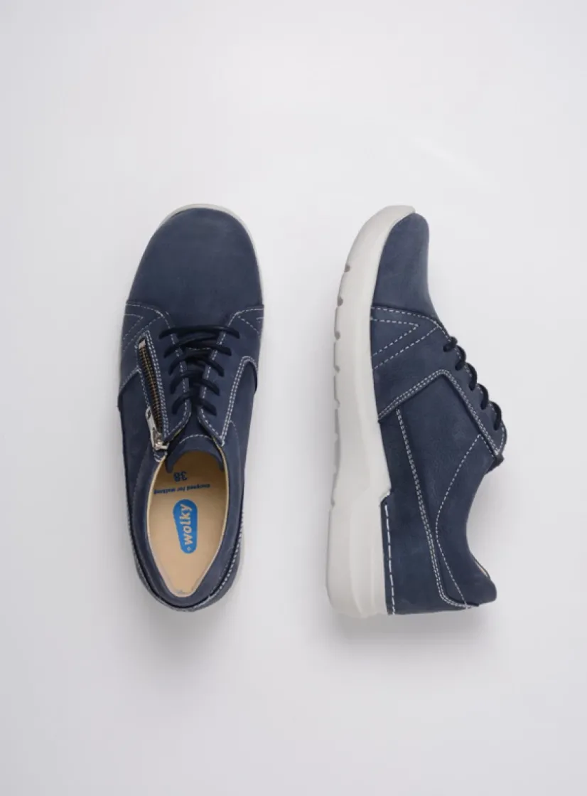 Wolky Feltwell - denim nubuck<DAMES Lage Veterschoenen|Wandelschoenen