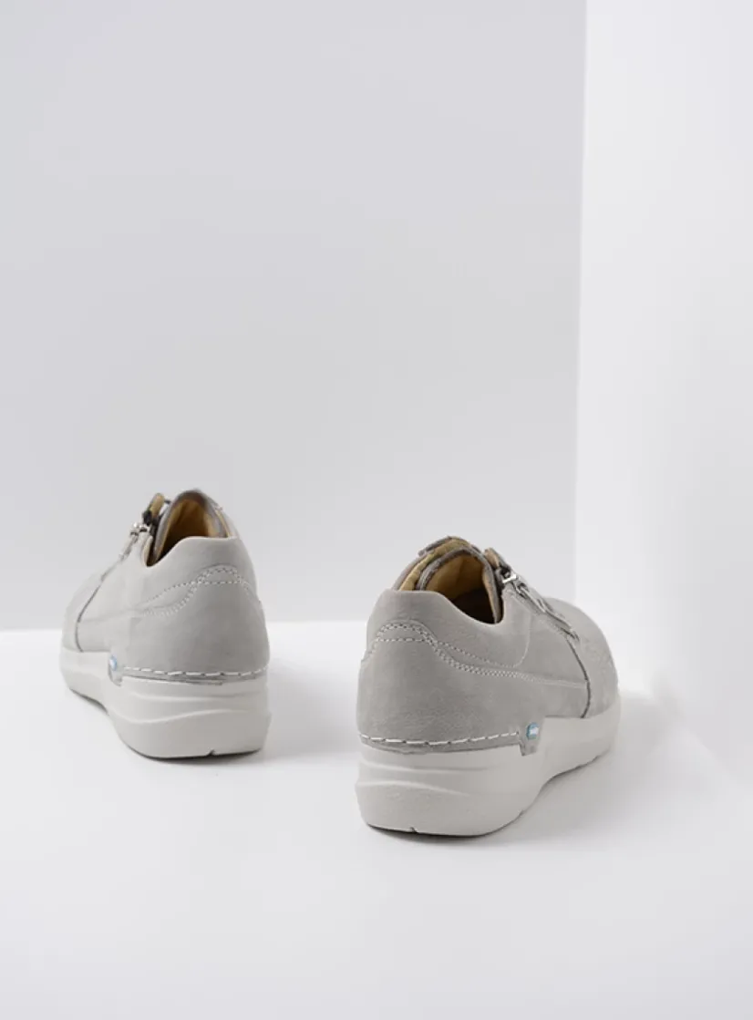 Wolky Feltwell - lichtgrijs nubuck<DAMES Lage Veterschoenen|Wandelschoenen
