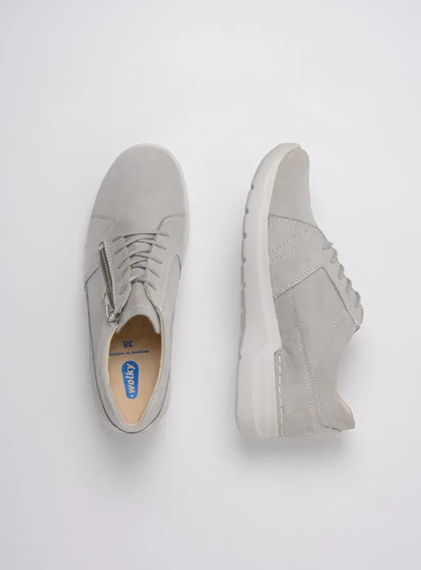 Wolky Feltwell - lichtgrijs nubuck<DAMES Lage Veterschoenen|Wandelschoenen