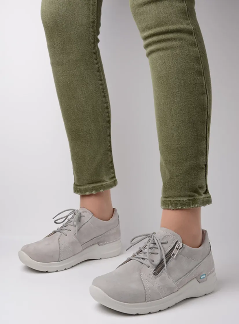 Wolky Feltwell - lichtgrijs nubuck<DAMES Lage Veterschoenen|Wandelschoenen