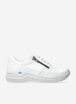 Wolky Feltwell - wit leer<DAMES Lage Veterschoenen|Wandelschoenen
