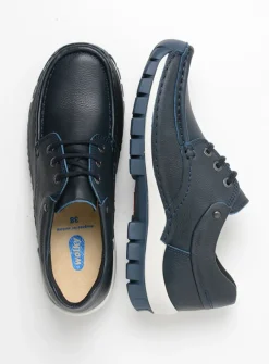 Wolky Fly - blauw leer<DAMES Lage Veterschoenen|Herfst/Winter