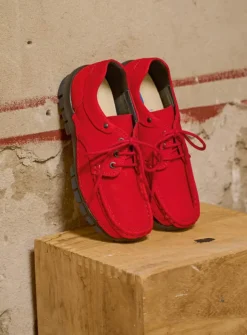 Wolky Fly - rood nubuck<DAMES Lage Veterschoenen|Herfst/Winter