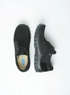 Wolky Fly - zwart nubuck<DAMES Lage Veterschoenen|Herfst/Winter