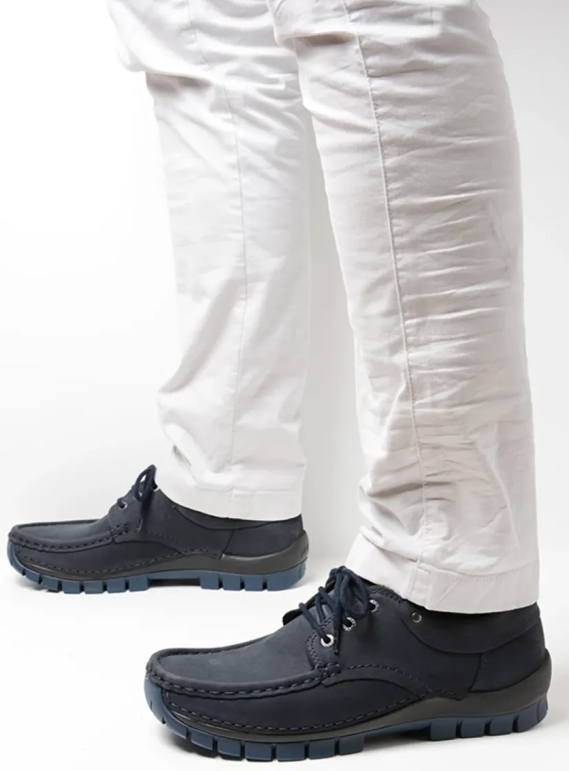 Wolky Fly men - blauw nubuck<Heren Veterschoenen Heren|Comfortschoenen Heren