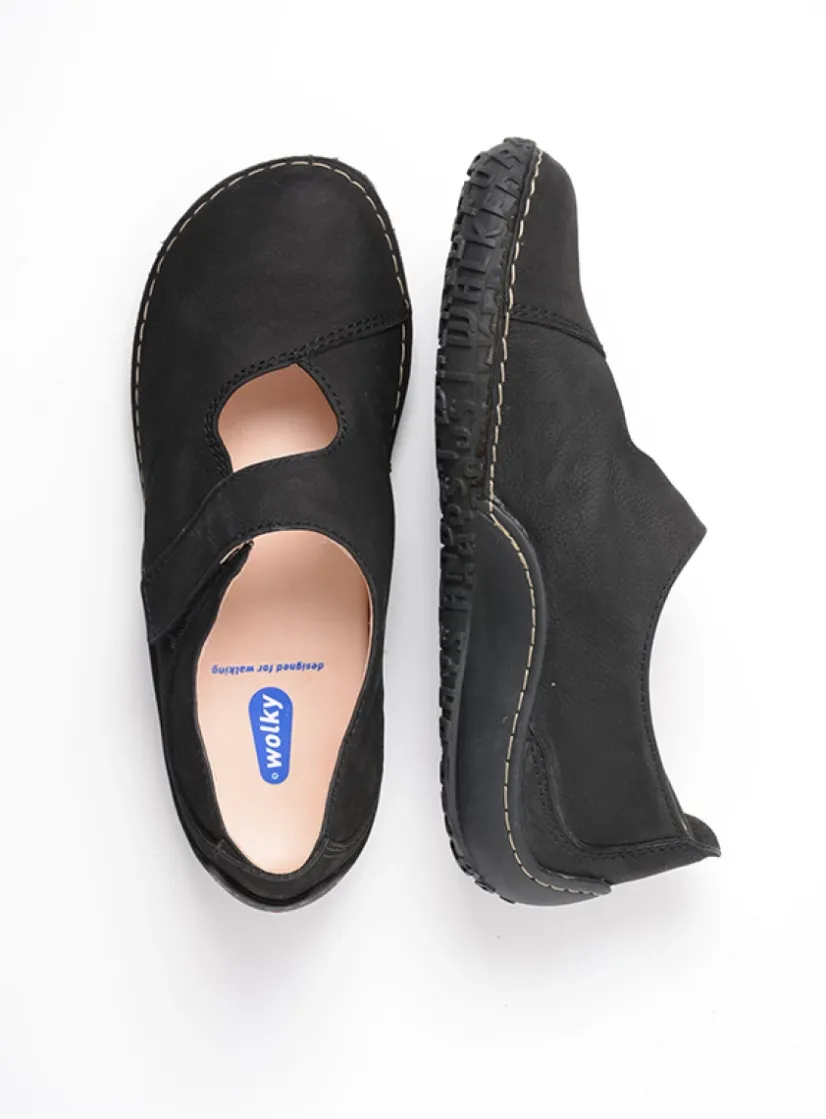 Wolky Fresh - zwart nubuck<DAMES Bandschoenen