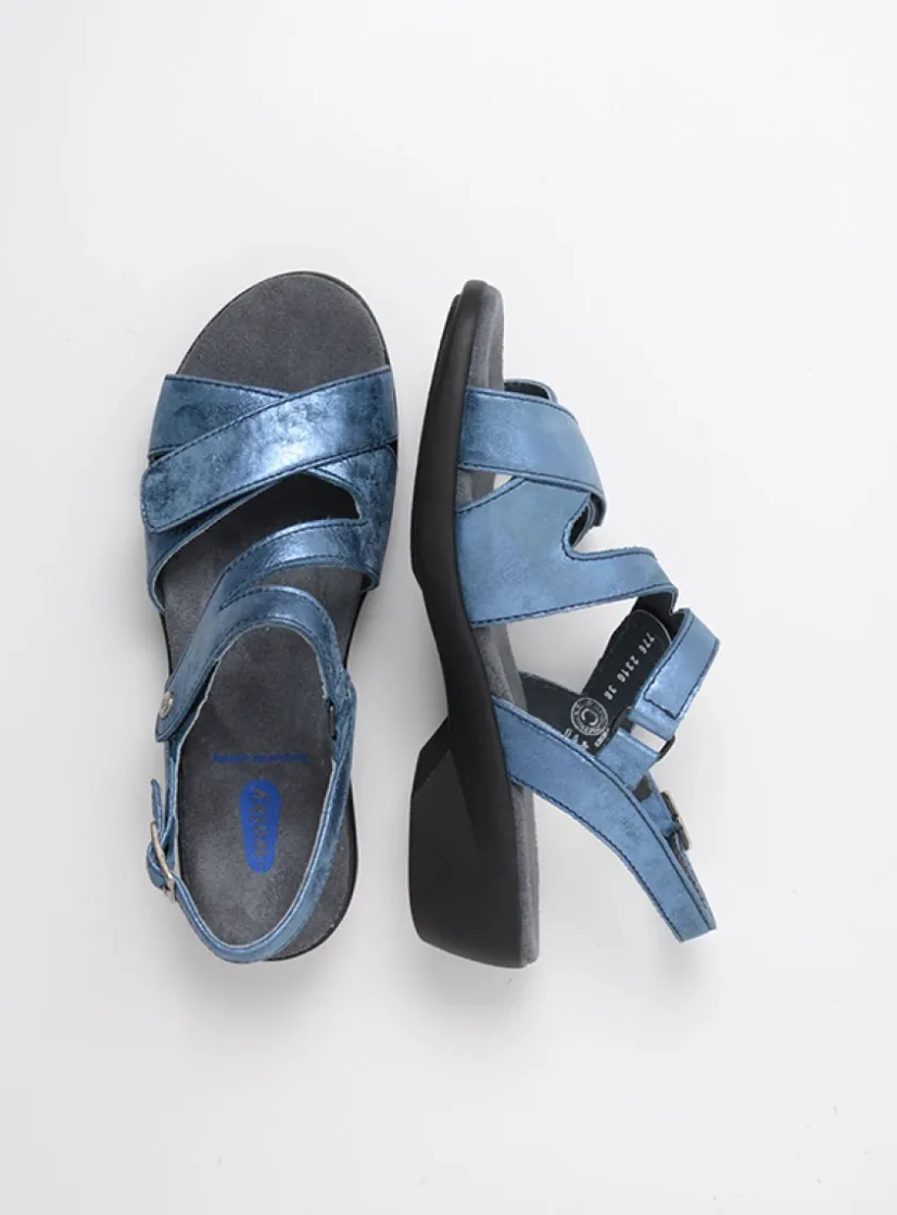 Wolky Fria - denim blauw leer<DAMES Sandalen
