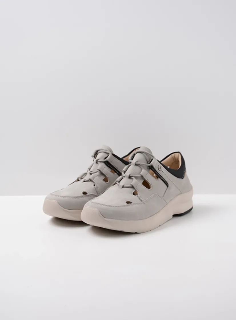 Wolky Galena - lichtgrijs nubuck<DAMES Lage Veterschoenen|Wandelschoenen