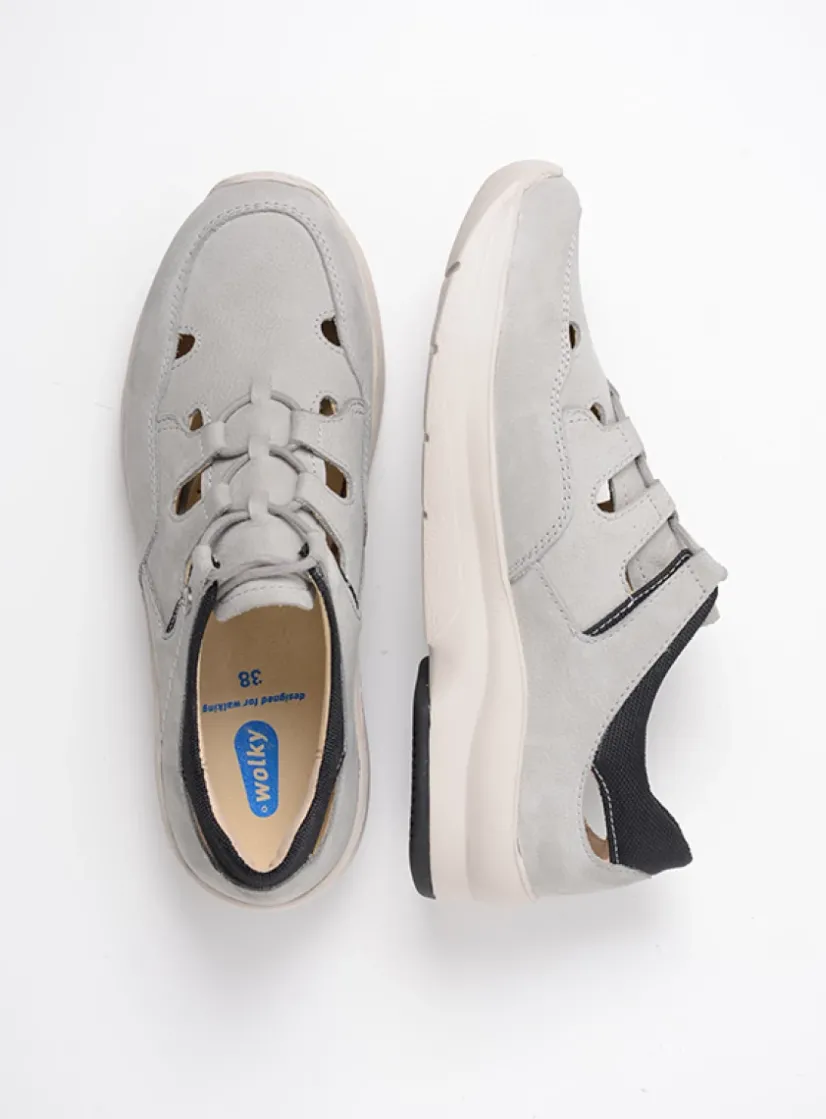 Wolky Galena - lichtgrijs nubuck<DAMES Lage Veterschoenen|Wandelschoenen