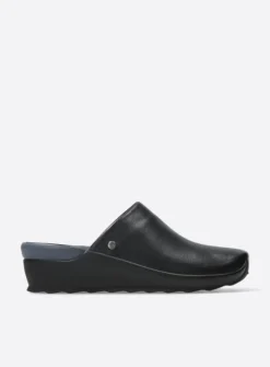Wolky Go - zwart leer<DAMES Slippers|Klompen