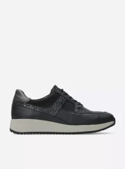 Wolky Hammer - zwart combi leer<DAMES Lage Veterschoenen|Sneakers