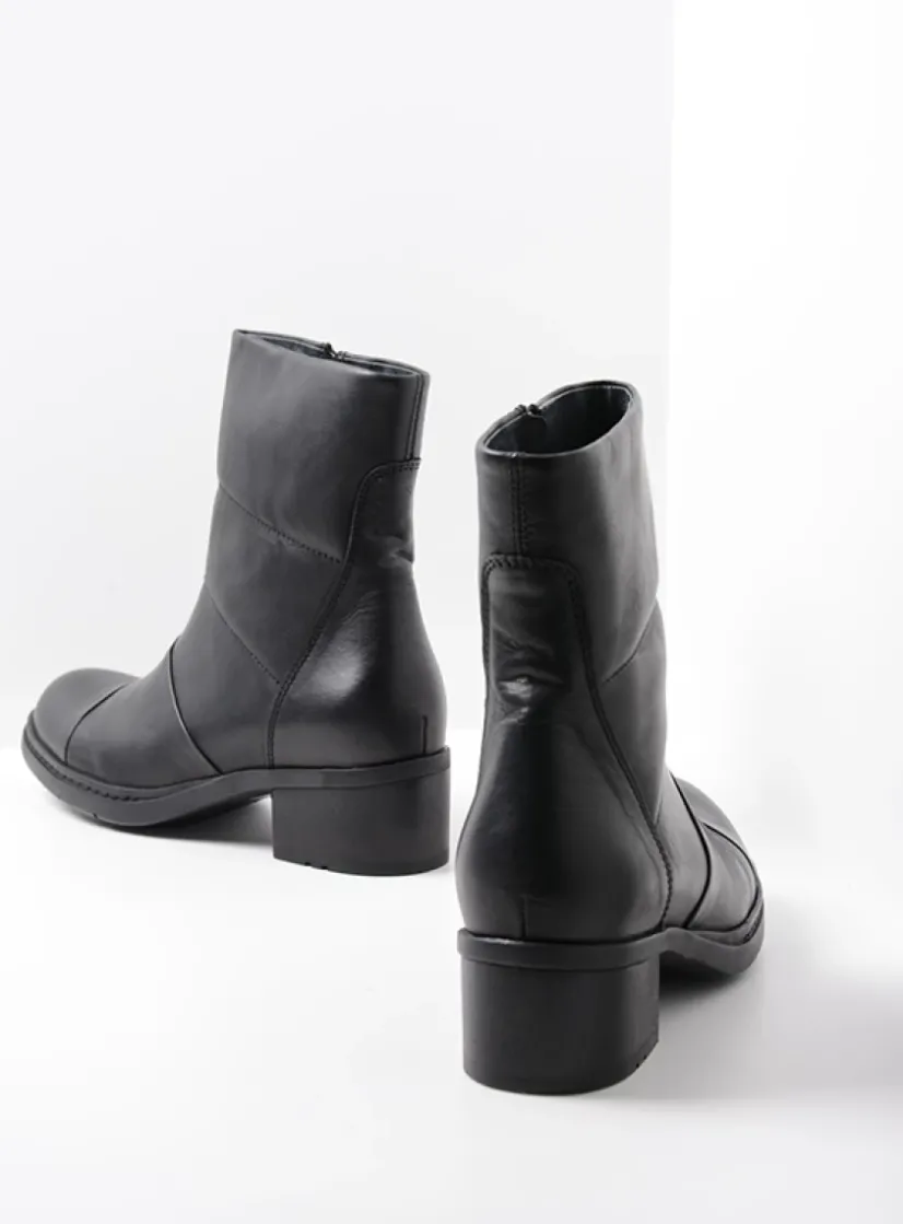 Wolky Hinton - zwart leer<DAMES Halfhoge Laarzen|Herfst/Winter