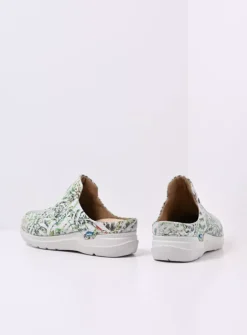 Wolky Holland DB - gebroken wit/groen nubuck<DAMES Slippers|Klompen