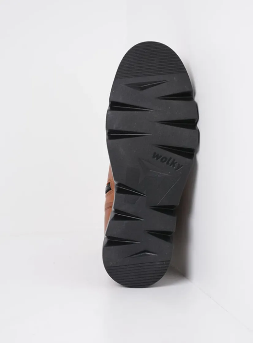 Wolky Hope XW - cognac leer<DAMES Hoge Veterschoenen|Veterlaarzen